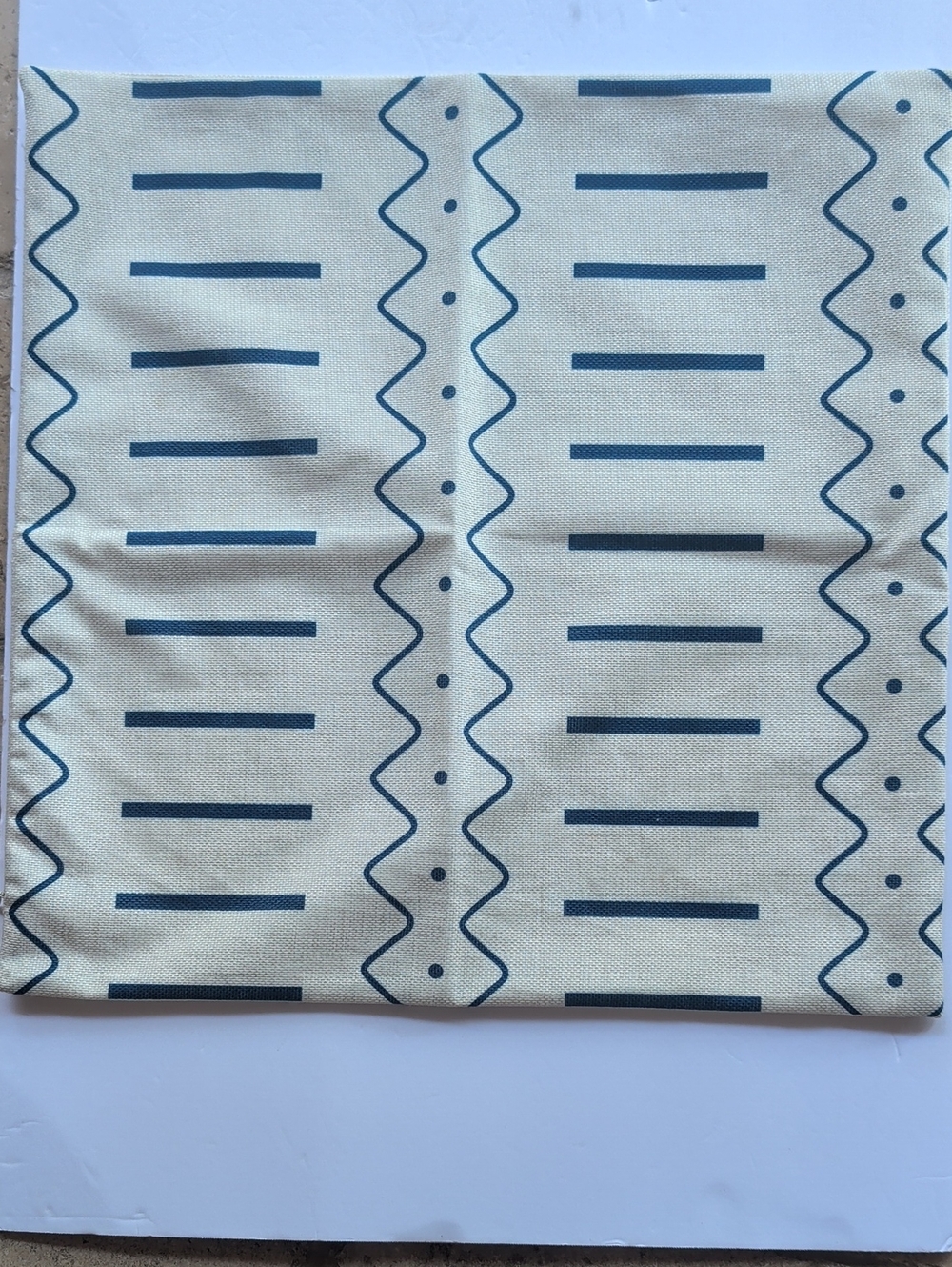 Modern Geometric Accent Pillow Cover in Blue and Cream